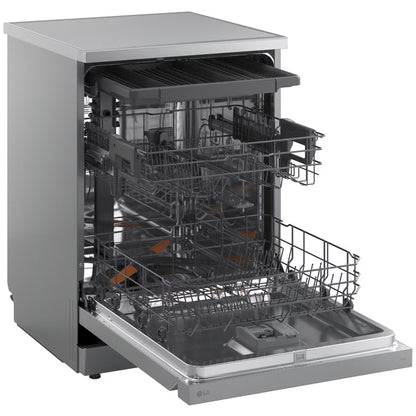 LG DF273FVS TrueSteam QuadWash WiFi Connected Full Size Freestanding Dishwasher 14 Place Settings Silver