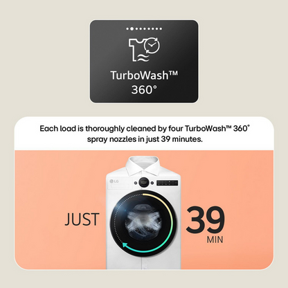 LG F4X5011TWB TurboWash360 11kg 1400 Spin AI Direct Drive Washing Machine White