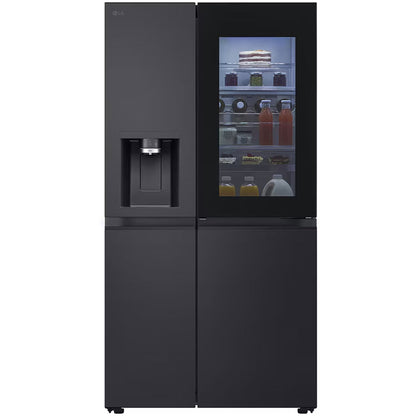 LG GSXE91EVAD 628L InstaView Non-Plumbed Frost Free American Fridge Freezer Essence Black Steel
