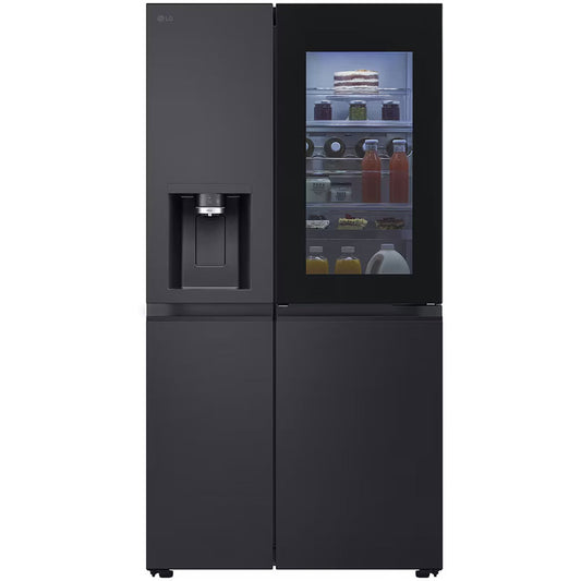 LG GSXE91EVAD 628L InstaView Non-Plumbed Frost Free American Fridge Freezer Essence Black Steel