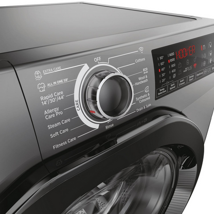 Hoover H3WPS496TAMBR68 H-Wash 350 9kg 1400 Spin Front Loading Washing Machine Graphite