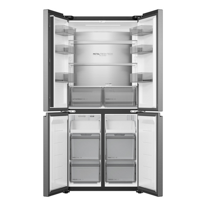 Haier HCR58S18DNMM 60/40 Freestanding Total No Frost American Style Fridge Freezer Inox