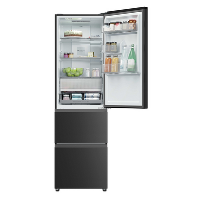 Haier HTR3518ENMTK 3D Series 3 60/40 Fridge Freestanding Frost Free Freezer Black