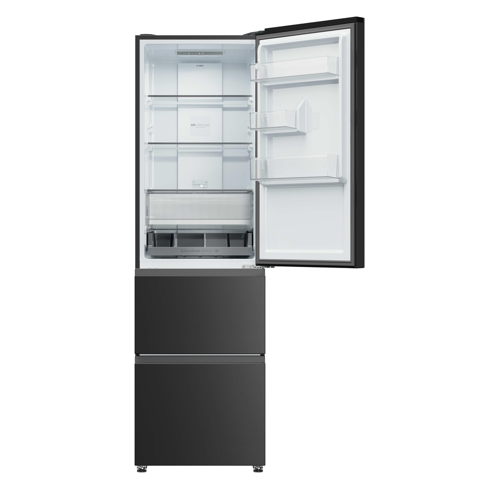 Haier HTR3518ENMTK 3D Series 3 60/40 Fridge Freestanding Frost Free Freezer Black