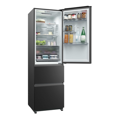 Haier HTR3518ENMTK 3D Series 3 60/40 Fridge Freestanding Frost Free Freezer Black