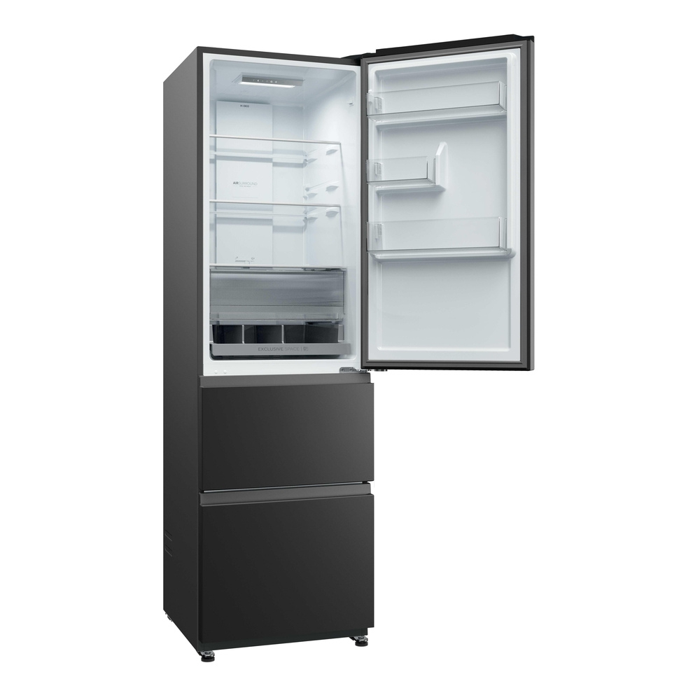 Haier HTR3518ENMTK 3D Series 3 60/40 Fridge Freestanding Frost Free Freezer Black