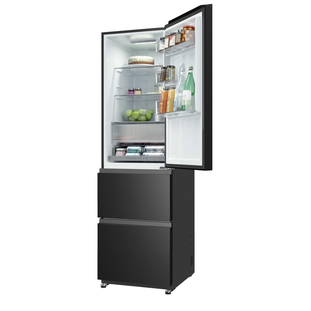 Haier HTR3518ENMTK 3D Series 3 60/40 Fridge Freestanding Frost Free Freezer Black
