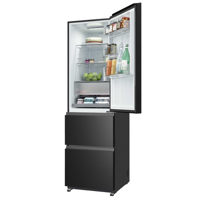 Haier HTR3518ENMTK 3D Series 3 60/40 Fridge Freestanding Frost Free Freezer Black