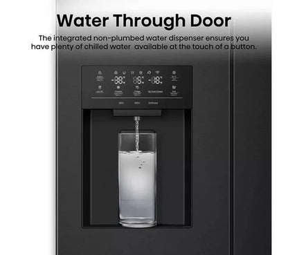Hisense RQ5P470SYFD PureFlat Non-Plumbed Total No Frost American Fridge Freezer Black