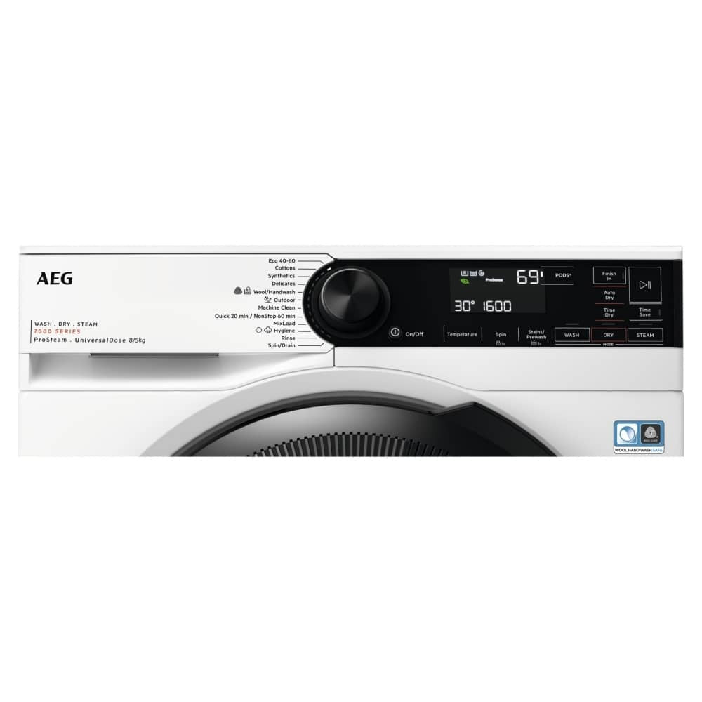 AEG LWR7485M4U Series 7000 ProSteam 8+5kg 1600 Spin Washer Dryer White