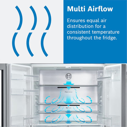 Bosch KFD96APEA Series 6 Plumbed Frost Free American Fridge Freezer Stainless Steel - E Rated