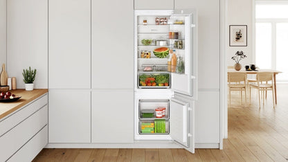 Bosch Series 2 KIV87NSE0G Low Frost Built In Fridge Freezer With Sliding Hinge White