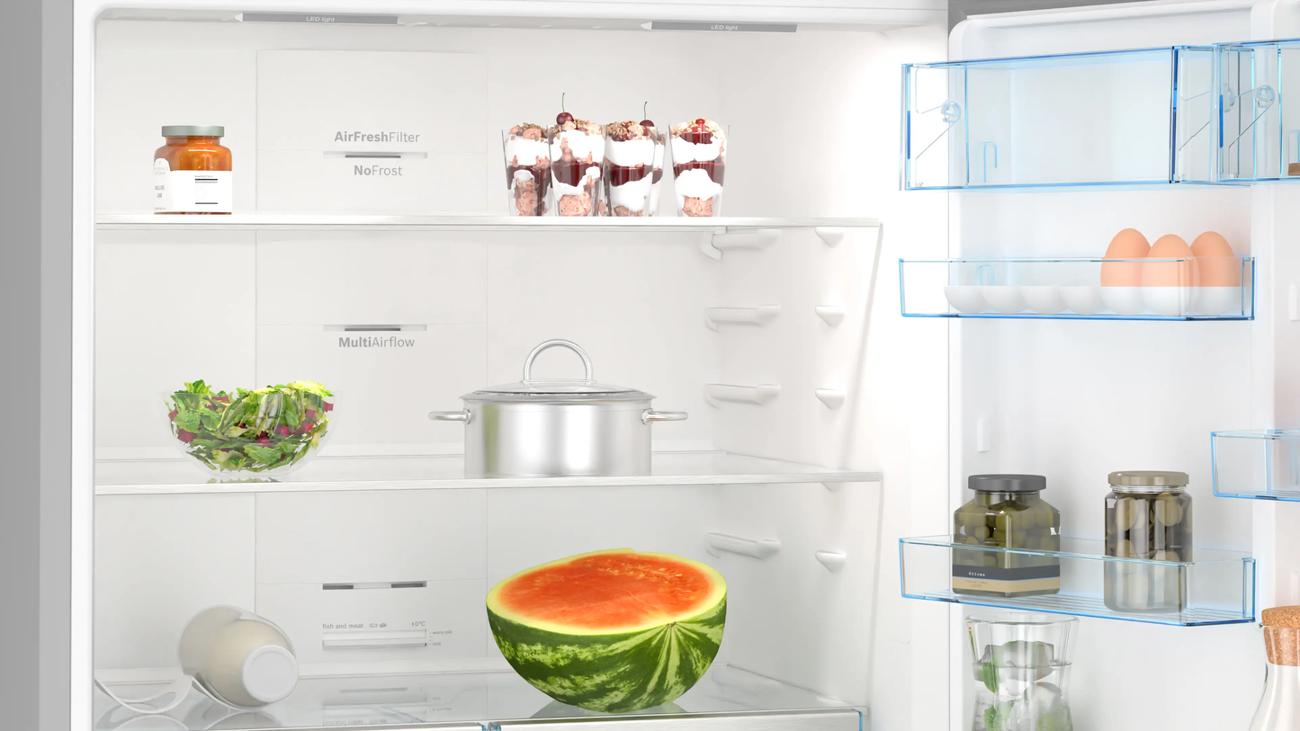 Bosch Series 4 KGN86VIEAG Freestanding No Frost Fridge Freezer Brushed Steel