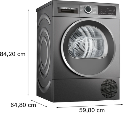 Bosch Series 6 WQG245R2GB 9kg Freestanding Heat Pump Tumble Dryer Grey