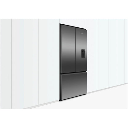 Fisher And Paykel RF540ANUB6 Series 7 Freestanding Plumbed-In American Fridge Freezer Stainless Steel Black Steel