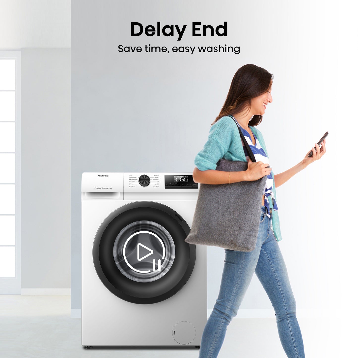 Hisense 1Q Series WF1Q1041BW 10kg 1400 Spin Front Load Washing Machine White - A Rated