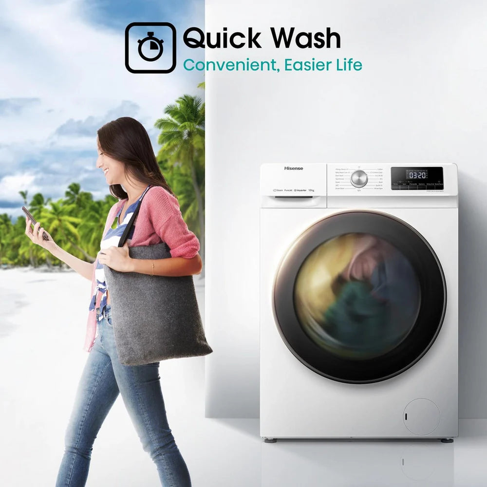 Hisense WFQA1014EVJM 3 Series 10 kg 1400 Spin Freestanding Front Load Washing Machine White
