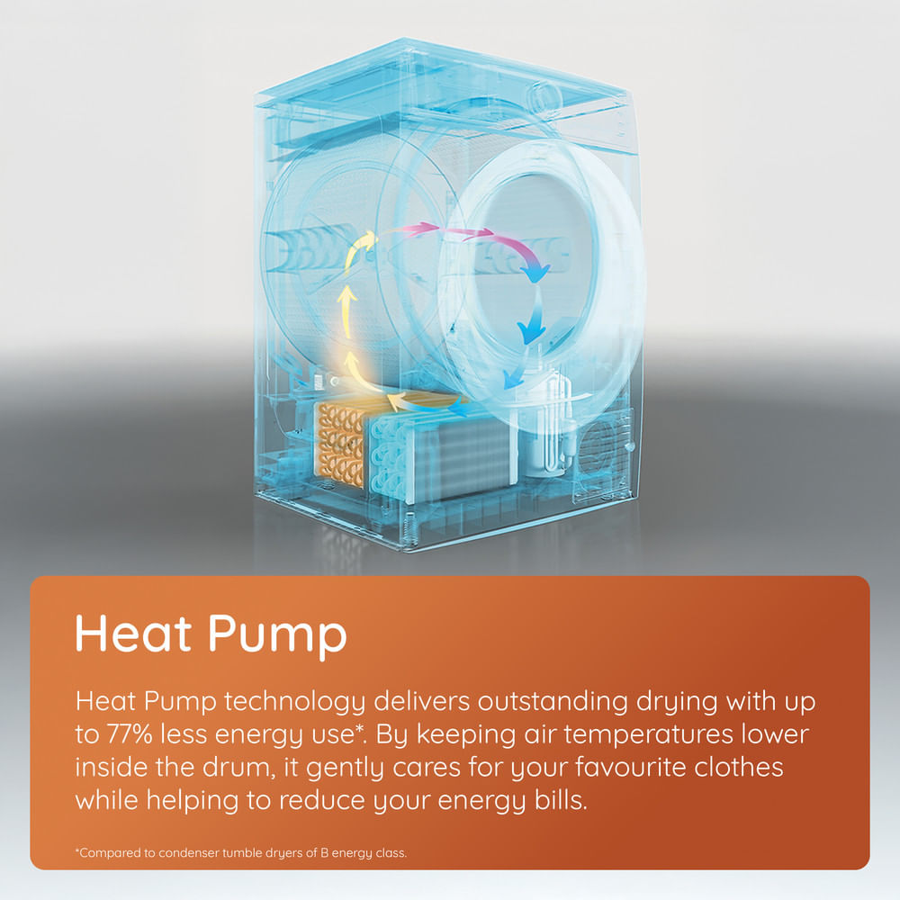 Hotpoint C HSD 82M WW UK 8kg Freestanding Heat Pump Tumble Dryer with PetHairCare White CHSD82MWWUK