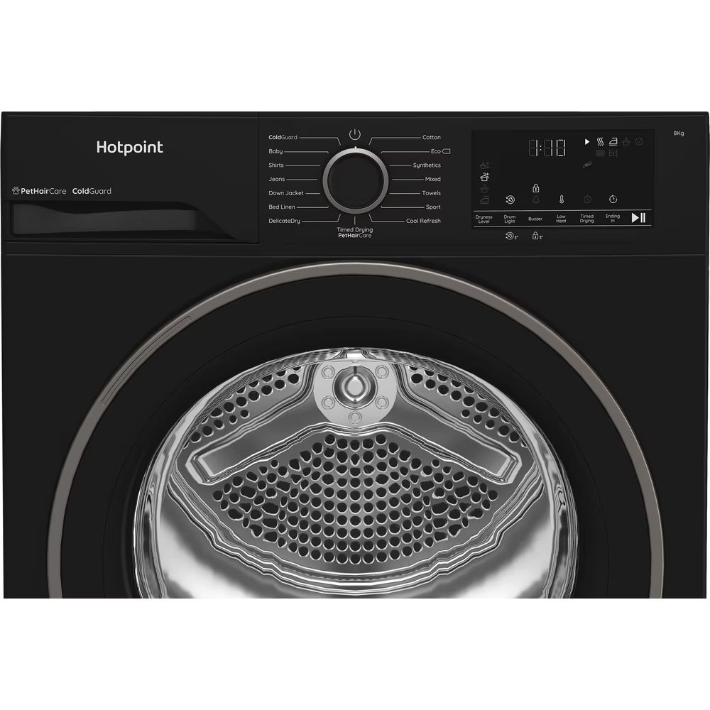 Hotpoint CHSD82MBBUK 8kg Heat Pump Tumble Dryer with Pet Hair Care Black