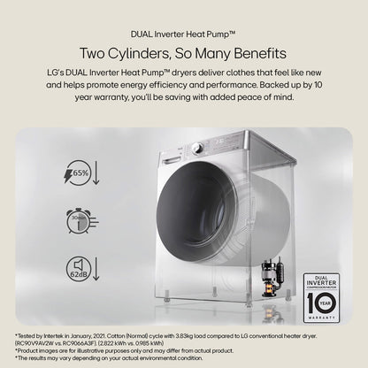 LG V7 FDV709W WiFi Connected 9kg DUAL Inverter Heat Pump Tumble Dryer White A++ Rated