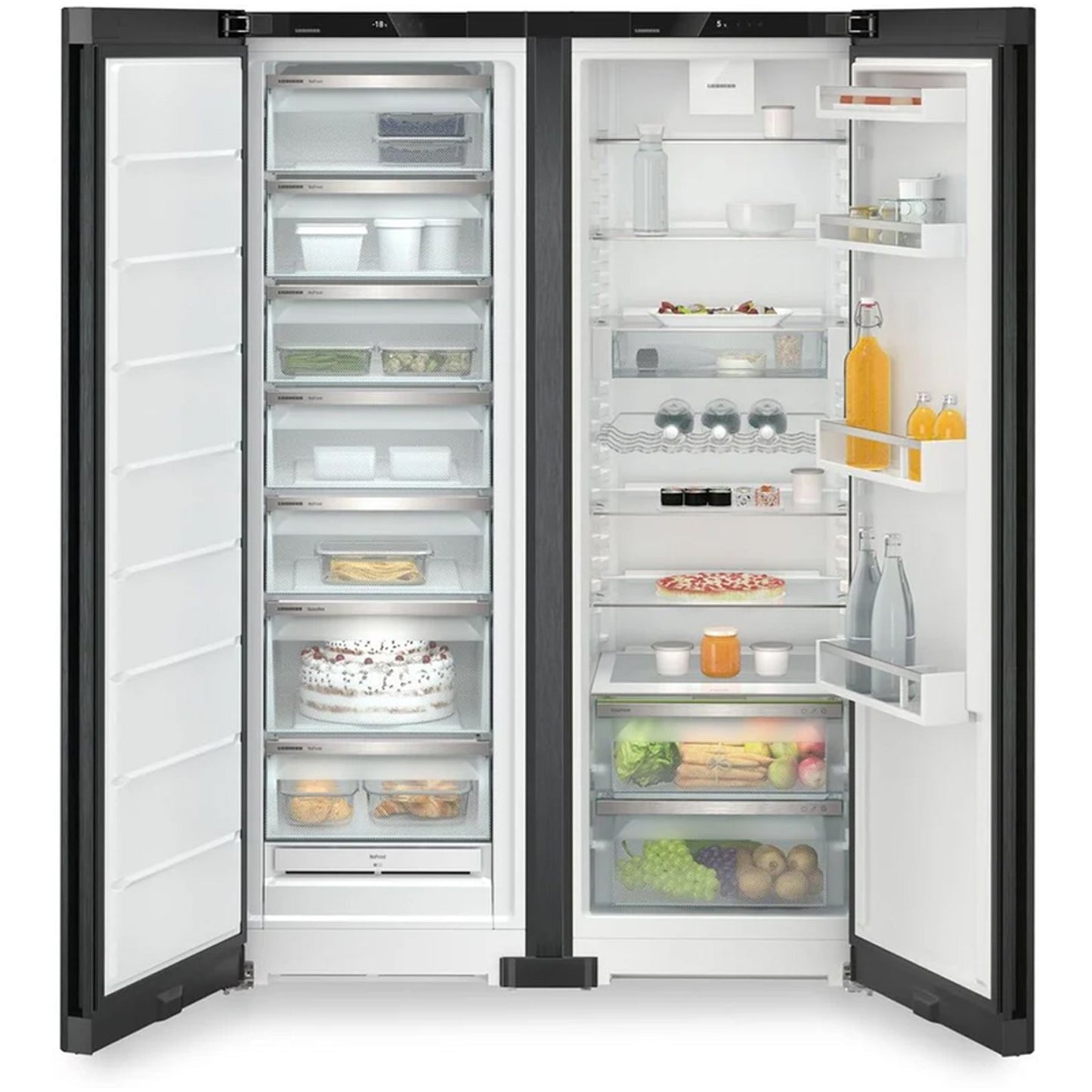 Liebherr XRFBD5220 677L Freestanding No Frost Black Side by Side Fridge Freezer in Black Steel