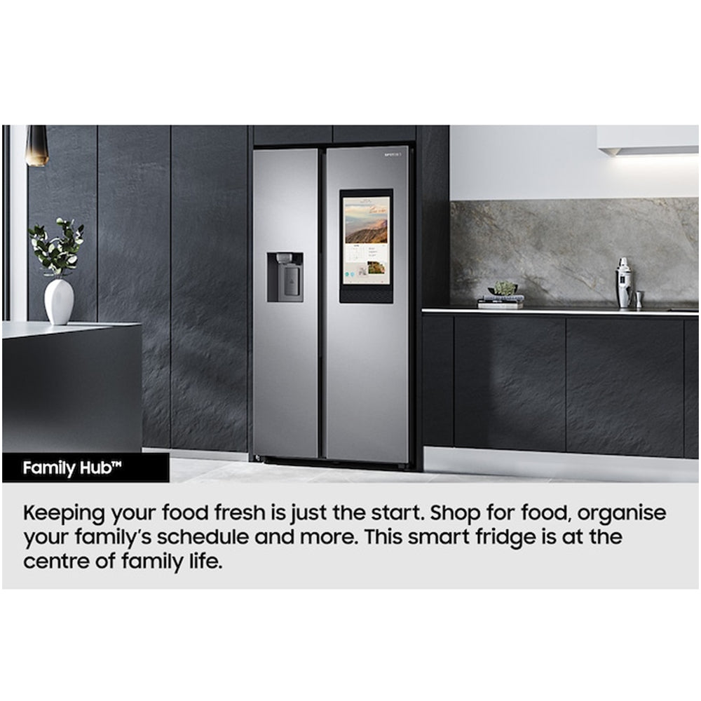 Samsung Bespoke AI RS90F66BETEU Plumbed American Fridge Freezer with Family Hub Silver