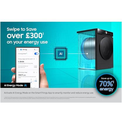 Samsung Series 9 WF90F09C4SU1 Bespoke AI Home 9kg 1400 Spin Smart Washing Machine Dark Steel
